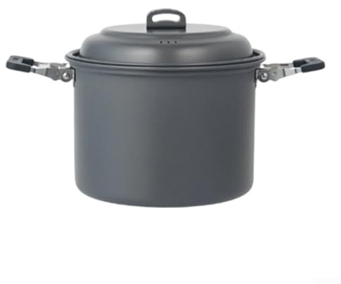 Batterie de cuisine portable de 6 L, faitout vapeur à 2 compartiments avec poignée de suspension, ustensile de cuisine d'extérieur en alliage d'aluminium pour camping et randonnée en groupe