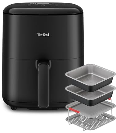 Tefal Easy Fry Max Air Fryer, 5 L Capacity, Black - EY245840 + Tefal Air Fryer Accessory Set, 4 Piece, J701S444 - Black