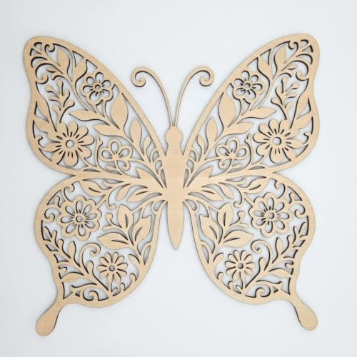 Generisch Schmetterling Wanddekoration aus Holz, Lasergeschnitten, Minimalistisch, Natur-Motiv, Wandmontage, für Wohnzimmer (braun)