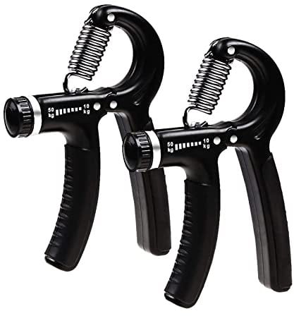 IDEAPRO 2pcs Adjustable Hand Grip Exerciser (10-50kg) - Strengthen Grip, Hand Squeezer, Forearm Grip, Hand Exercise, Gripper, Finger Strengthener (Black)