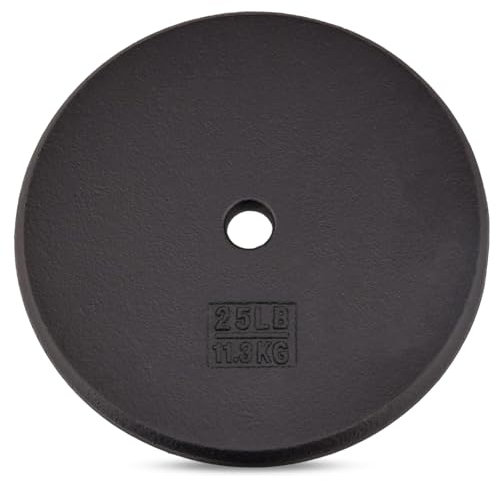 Yes4All T7UN 1-inch Cast Iron Weight Plates for Dumbbells – Standard Weight Disc Plates (25 lbs, Single)