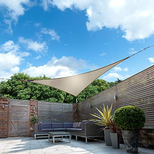 Kookaburra Waterproof Garden Sun Shade Sail Canopy in Mushroom 98% UV Block (2m Triangle)