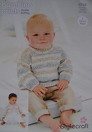 Stylecraft Bambino Prints Knitting Pattern - Jumper & Cardigan 16-24ins
