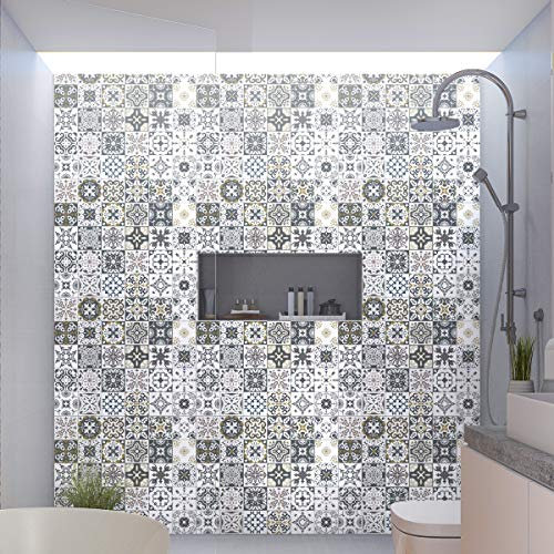 Ambiance Sticker Selbstklebende Wandtattoo Aufkleber, Wanddekoration, Fliesenaufkleber für Badezimmer und Küche Antalya - 30 Stück Aufkleber 20 x 20 cm