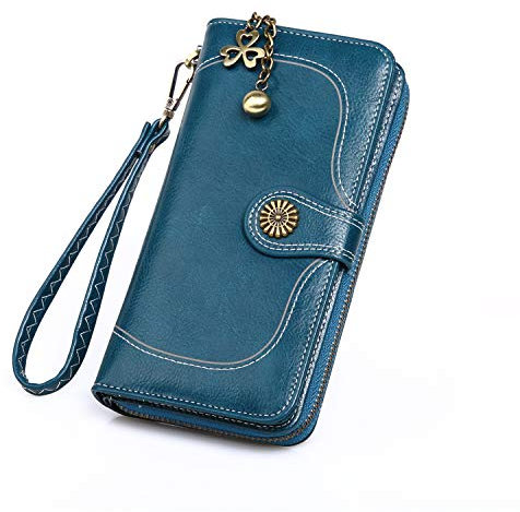 RRANCharltu Portefeuille Femme Grande Capacité Porte Monnaie Femme Cuir Portefeuilles et Porte-Cartes avec Fermeture Éclair, Compartiments Cartes et Poche Téléphone