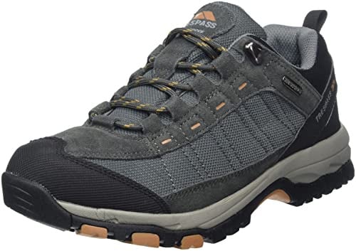 Trespass Mens Hiking Shoes Scarp - Waterproof, Breathable Membrane, Gusseted Tongue, Durable Toe Guard, Cushioned Midsole, Contoured Footbed, Textile Lining