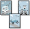 Kindsblick® 3er Set Poster für Kinderzimmer - DIN A4 Kinderposter für Jungen & Mädchen - Motiv: Tolle Autos - Hellblau - Wunderschöne Deko für jedes Kinderzimmer