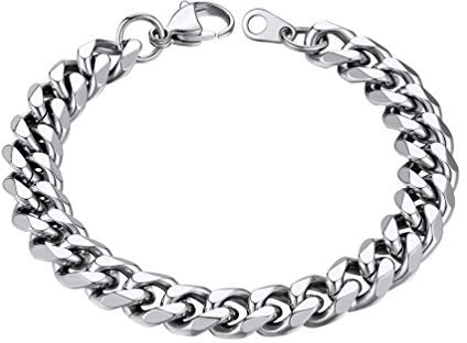 Steel Bracelet for Men 9mm 19CM Short Cuban Link Bracelet Stainless Wrist Chain
