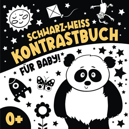 Schwarz Weiß Kontrastbuch für Baby: Mein Ertes Kontrastkarten Buch I Montessori Spielzeug für Neugeborene I Schwarz Weiss Fokusbuch I Baby Eye Bücher ab 0-12 Monate