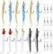 12Pcs Esca da Pesca Morbido Silicone T Coda Esca Artificiale con Gancio Tagliente 22g Esche da Pesca Coda a Pala Anguilla affondanti Swimbaits di Sabbia, 2 Maschere da Pesca Luminose per luccio