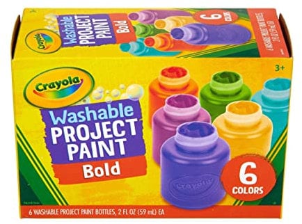 Crayola Vernice lavabile per bambini, colori vivaci assortiti, forniture per pittura, 6 conteggi