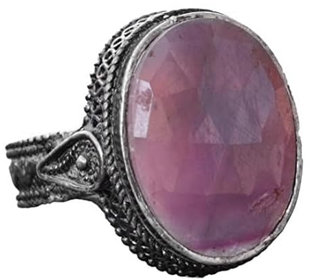 KAMBO Anello da uomo in argento Sterling con pietra preziosa naturale zaffiro rosa, design minimalista per persone mature, simbolo di amore e saggezza, pietra preziosa, Pietra preziosa, Zaffiro