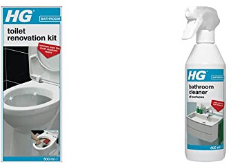 HG Toilet Renovation Kit, Bathroom & WC Cleaner/Descaler & Stain Remover (500ml/1 Pack) - 318006106&Bathroom Cleaner, Shower & Washbasin Spray - 500ml Spray (147050106)