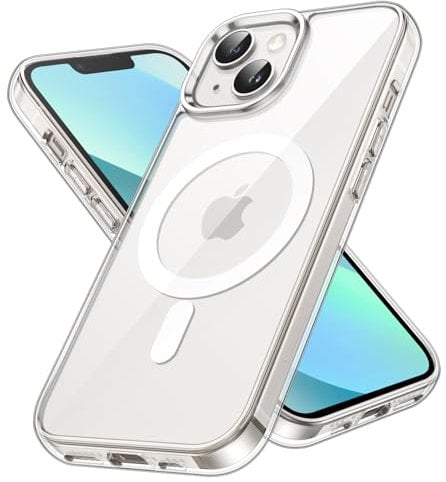 JETech Magnetisch Hülle für iPhone 13 Mini 5,4 Zoll Kompatibel mit MagSafe Kabellosem Laden, Stoßfest Handyhülle, Schutzhülle Kratzfeste Transparent Rückseite (Durchsichtig)
