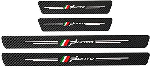 4 Pezzi Fibra di Carbonio Battitacco per Auto Sticker, per Fi-at 500 500C 500X 500L Panda Bravo Punto, Esterno Battitacco Protezione Plates Anti-Graffio Scuff Adesivi Decorativi Accessori, Punto