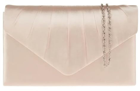 fi9® Damen-Clutch-Handtasche, Satin, Party, Abschlussball, Braut, Abendveranstaltung, Handtasche, gold, medium