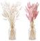 Herbe de Pampa Séchée Ltsbaed 50 Pièces Pampa Séchées Naturelle Décoration DIY Herbe De La Pampa Fleurs Séchées Herbe de Queue de Lapin Séchée pour Boheme Fleurs Déco Anniversaire Mariage(Rose+Blanc)