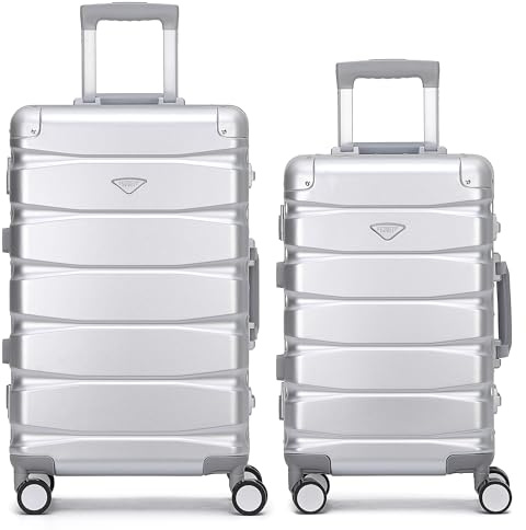 Flight Knight Premium Travel Suitcase - 8 Spinner Wheels - Built-in Side Lock Lightweight Aluminium Frame, ABS Hard Shell Carry on Check In Luggage Highly Durable - Approved for Over 100 Airlines