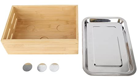 Mini Barbecue Grill Table, Bamboo Candle Heating Barbecue Grill Stove with Stainless Steel Plate