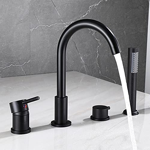Mitigeur de Baignoire Mitigeur de Baignoire 4 Trous avec Douchette à Main Robinet de Baignoire Multifonction Froid et Froid Robinet de Baignoire de Salle de Bain Mitigeur de Lavabo Robinetterie de