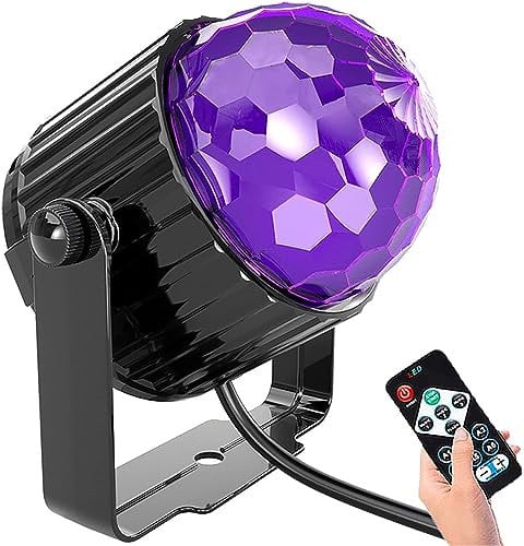 Black Light UV Light, 3W LED Disco Ball, Sound Activated with Remote Control DJ Lighting, 7 Modes Stage UV Light for Wedding, Disco Party, Kids Birthday, Family Gathering, Christmas