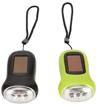 Bewinner Lampe de Poche LED Rechargeable à Manivelle à énergie Solaire, 2 Lampes de Poche à Manivelle avec 3 Luminosités Réglables pour la Pêche, le Bateau, la Randonnée, le Camping, la