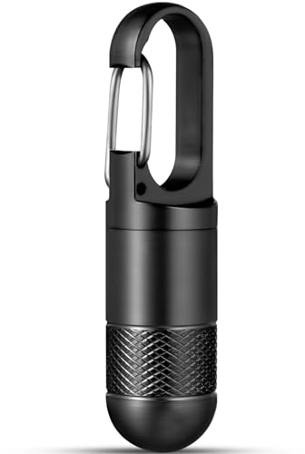 Grade 5 Titanium Waterproof Pill Holder Keychain | Built-in Portable Key Clip, 0.33oz Lightweight, Airtight Waterproof, for Travel Hiking Daily Medicine Supplement Storage