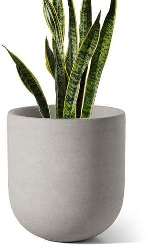 LE TAUCI Übertöpfe Keramik Gross, 25 cm Durchmesser groß Töpfe, Blumentopf für Zimmerpflanzen mit Abflussloch, Flower Planter Pots with Drainage Hole and Plug, Grau