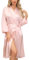 Sopesil Peignoir Satin Femme Robes Longues pour Femmes Robes de Mariée Vêtements de Nuit Doux pour le Mariage,Col en V,S,Rose