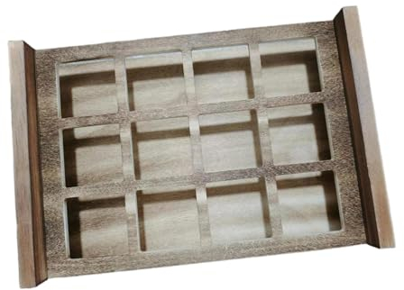 perfk Soporte para Copas de Vino, Soporte para Servir Copas de Vino, Estante de exhibición, Bandeja compacta para Servir, Madera para Club, Fiesta,