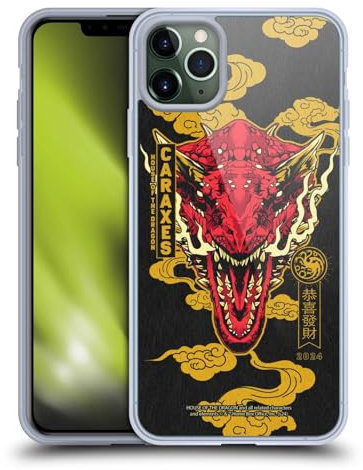 Head Case Designs Offizielle House of The Dragon: Television Series Karaxe Jahr des Drachen Softgelhülle Kompatibel Mit Apple iPhone 11 Pro Max Und Kompatibel Mit Magsafe Zubehör