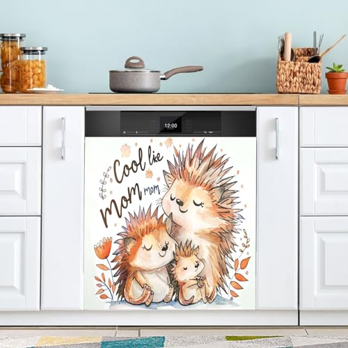 Magnetische Geschirrspülerabdeckungen, Motiv: niedlicher Igel, cool wie Mama, Kühlschrankhüllen, magnetische Dekoration, 58,4 x 66 cm