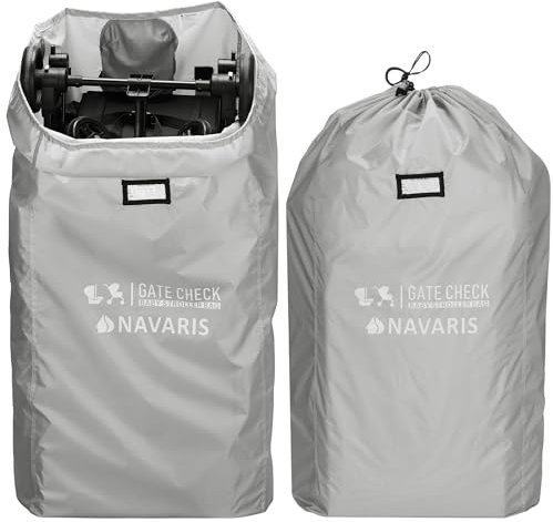 Navaris Kinderwagen Tasche - Tasche für Kinderwagen - Buggy Transporttasche Flugzeug - Baby Tasche - Buggy Tasche - Kinderwagentasche - Reisetasche Baby - Wasserdicht - Hellgrau