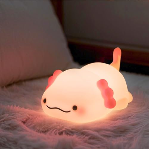 Refluxe Axolotl Noche Luz, Linda Lámpara Táctil de Silicona para Niños con Temporizador, Lámpara de Noche LED Recargable, Regalo para Niñas y Niños, Decoración para la Habitación Infantil(Dinosaurs)