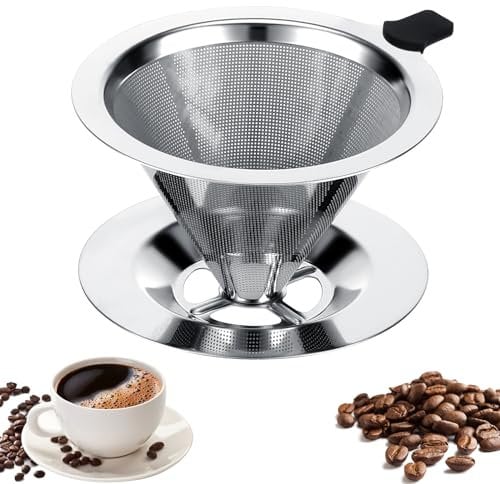 Kasanni Kaffeefilter Edelstahl Kaffeefilter Wiederverwendbar Kaffee Filter Einfach Zu SäUbern Ideal Zum Filtern Von Kaffee Papierlose Kaffeefilter Zum üBergießEn Von Kaffee