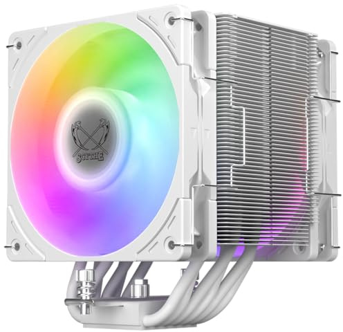 Scythe Mugen 6 CPU Air Cooler, Intel LGA1700, LGA1151, AMD AM5/AM4/Ryzen 120mm, Singel Tower, Aluminio Top Cover (Mugen 6 White ARGB)