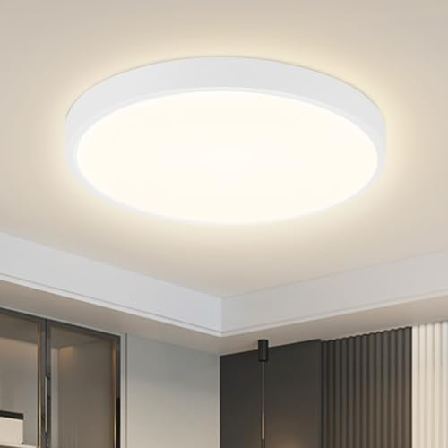 cupgow LED Deckenleuchte Küchenlampe Weiß Deckenlampe Flach Rund 15W | Schlafzimmerlampe Ø18cm 4000K Modern Flurlampe Decke für Schlafzimmer Wohnzimmer Küche Büro Keller Balkon