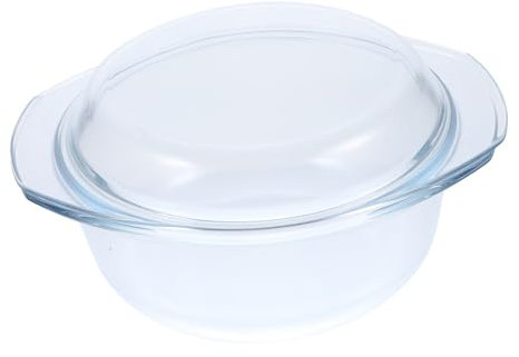 KICHOUSE Exquisitos Utensilios de Cocina Redondos de Vidrio con Tapa Aptos para Horno Microondas