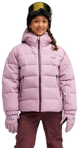 Roxy SNOWYHILL - Chaqueta de nieve hinchada para niña, color rosa, talla 12