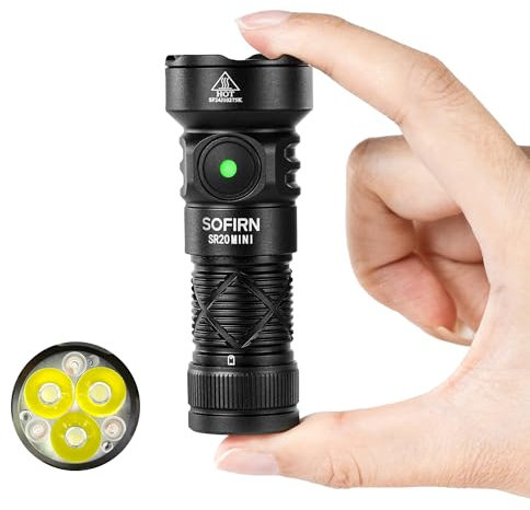 Sofirn SR20 MINI, Mini Taschenlampe mit 5 Roten Lichtmodi, 1200LM Weißes Licht, 150 LM Rotlicht, IPX8, mit Trageseil und Magnet, Rotlicht Taschenlampe für Outdoor Aktivitäten, Jagd, Camping und Angeln