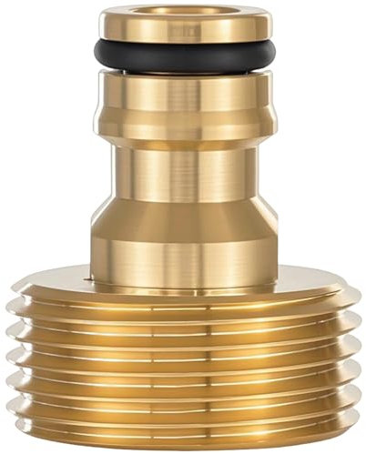 Adaptador de grifo con rosca macho de 1 pulgada y conector macho de 1 pulgada macho de latón de acoplamiento rápido para pantalones de jardín (compatible con sistema de enchufe Gardena)