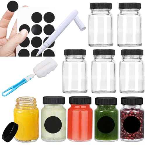Rlicvhe 10 Pezzi Bottigliette di Vetro Piccole 100ml, Barattolini vetro Piccoli Con Tappo, Bottiglie di Succo di Vetro, per Succo, Zenzero, Campione, Olio, Liquori, Vino, latte, frullati