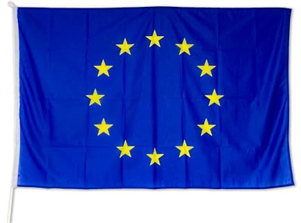 Bandiera Europa 225x150 cm - Tessuto Nautico Resistente e Colori Brillanti. Bandiera dell'Europa ideale per esterno e interno