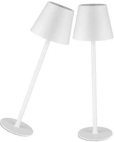 SUNLIGTGO LED Akku Tischlampe Kabellose, Touch Dimmbare Tischlampe, Aufladbar Batterie Tischleuchte Für Innen und Aussen (Weiß 2 Pack)