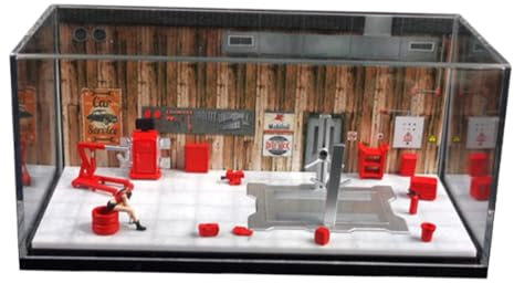 HuadaXtai Vitrine de Modèle D'atelier Automobile 1:64, Scène de Stationnement, Accessoires pour Collection, Style A