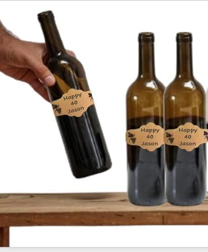 60 Etiquetas adhesivas kraft para botellas de vino, para personalizar tu mismo tus botellas, marcador incluído