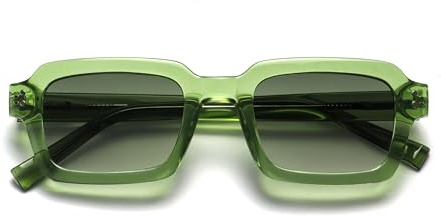 OPULIZE EDG Sonnenbrille für Damen Herren, Schwarz Gläser, Blendfreie UV400-Schutz Federscharnier Anti-Müdigkeit, Rechteckiger Rahmen, Grün