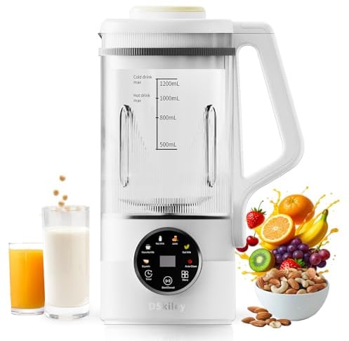 40oz Nut Milk Maker Machine, Automatic Plant Milk Maker with 10 Blades, No Soaking Needed, Smooth Almond Oat Soy Milk & Juice, 12H Delay Start, Auto-Clean, Safety Lock