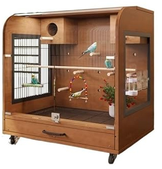 Vogelkäfig Extra großer Vogelkäfig aus Holz, Papageienkäfig, offen, leicht zu reinigen, atmungsaktiv, for Zuhause
