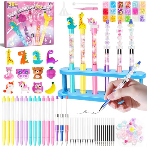 Stifte Selber Machen Set Kinder - DIY Stifte Maker mit über 50 Accessoires | Personalisierter Stift Kreatives Bastelset für Mädchen und Jungen ab 6+ Jahren, Ideal als Geschenk zu Einschulun
